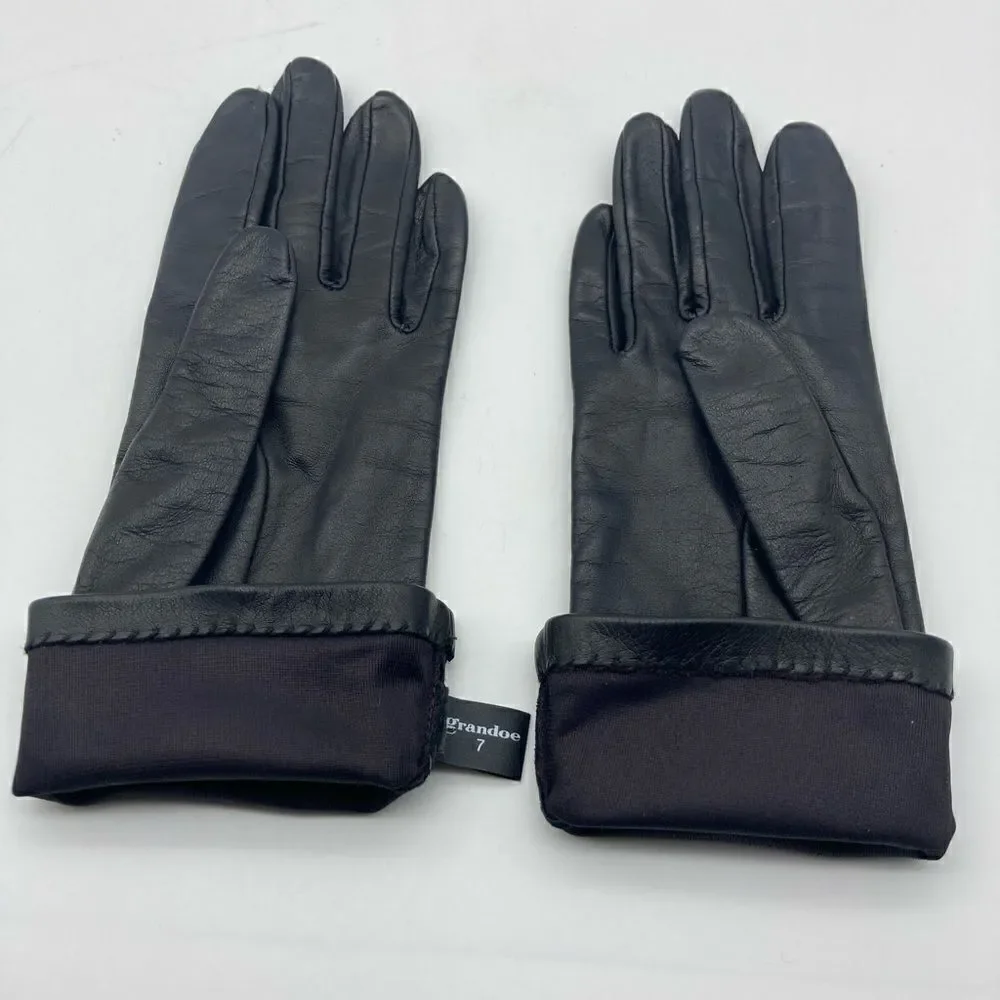Grandoe Leather Gloves Size 7 Black Color Like New